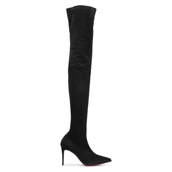 Christian Louboutin Kate Botta Alta 85 Black Suede OTK Knee Thigh Heel Boot 38.5 - Picture 3 of 16